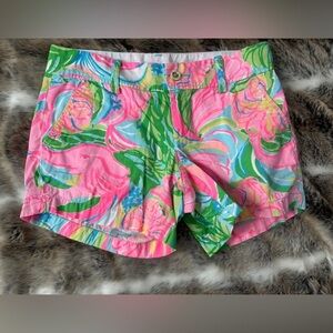 Lilly Pulitzer Size 4 Callahan vibrant pink and green women's shorts